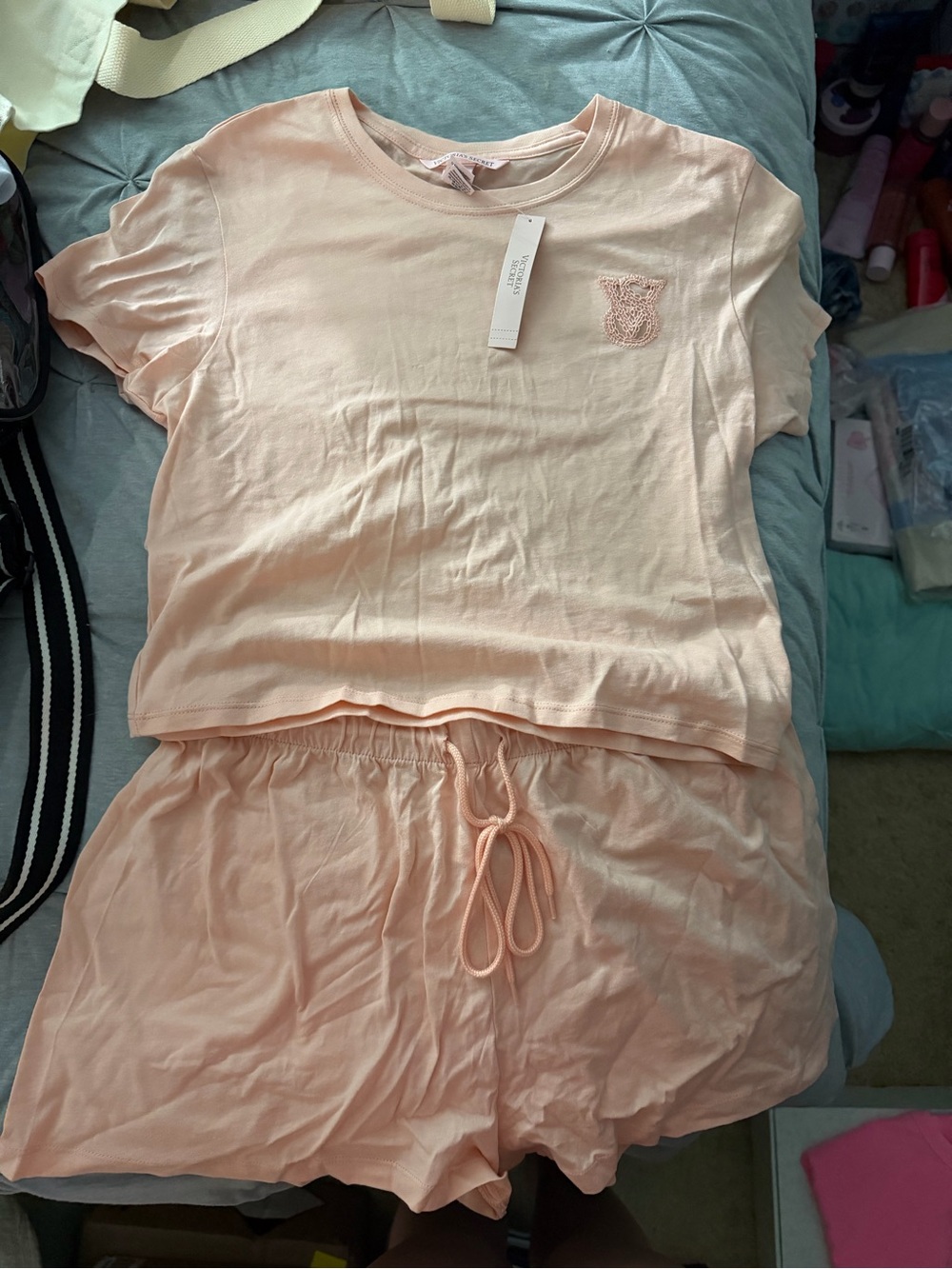 PINK Victoria's Secret Peach Short Pajama Set